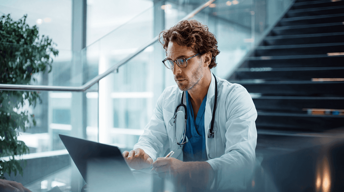 Clinician with laptop