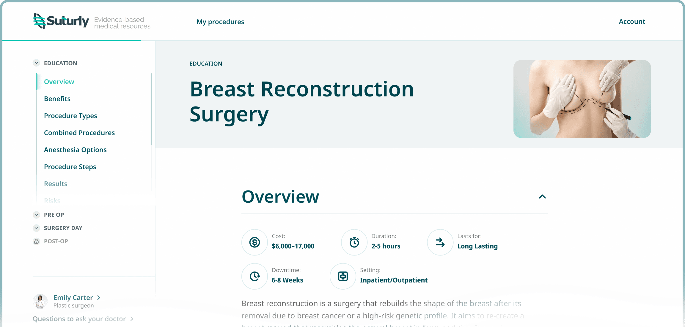 Suturly patient education interface preview