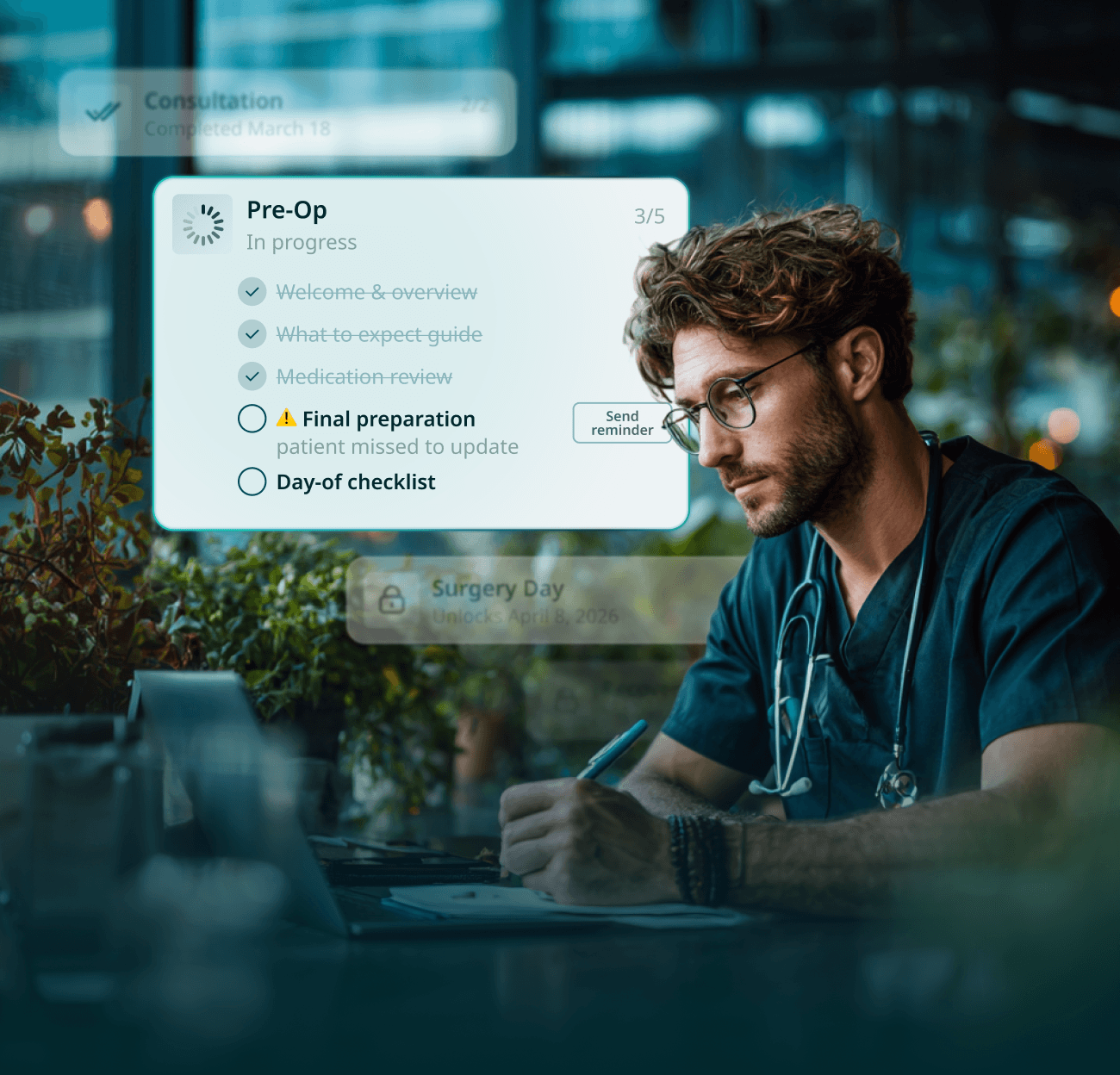 Clinician dashboard with engagement and outcomes